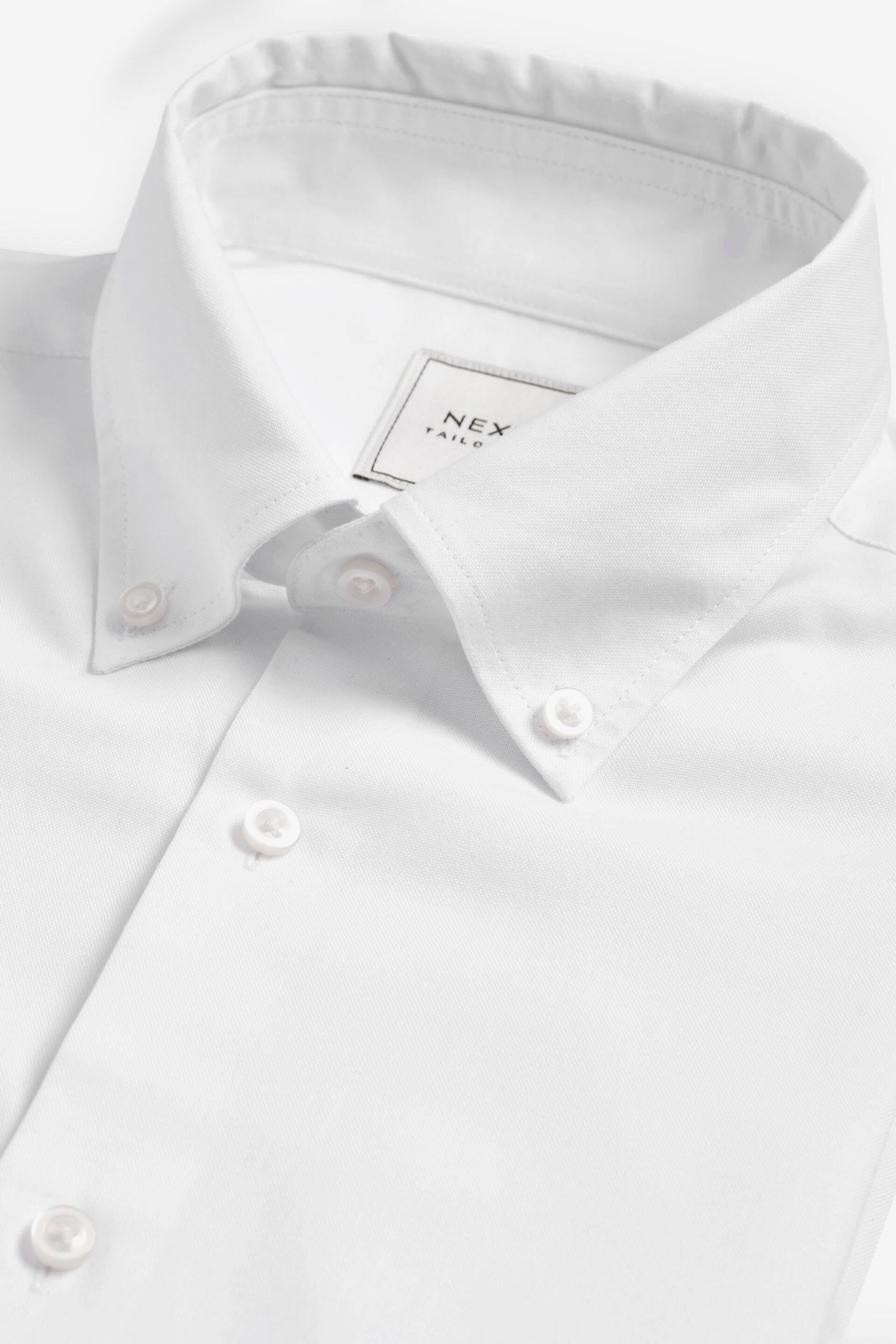 White Skinny Fit Easy Care Single Cuff Oxford Shirt - Image 8 of 9