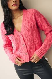 Coral Pink Gem Button Cardigan - Image 5 of 7