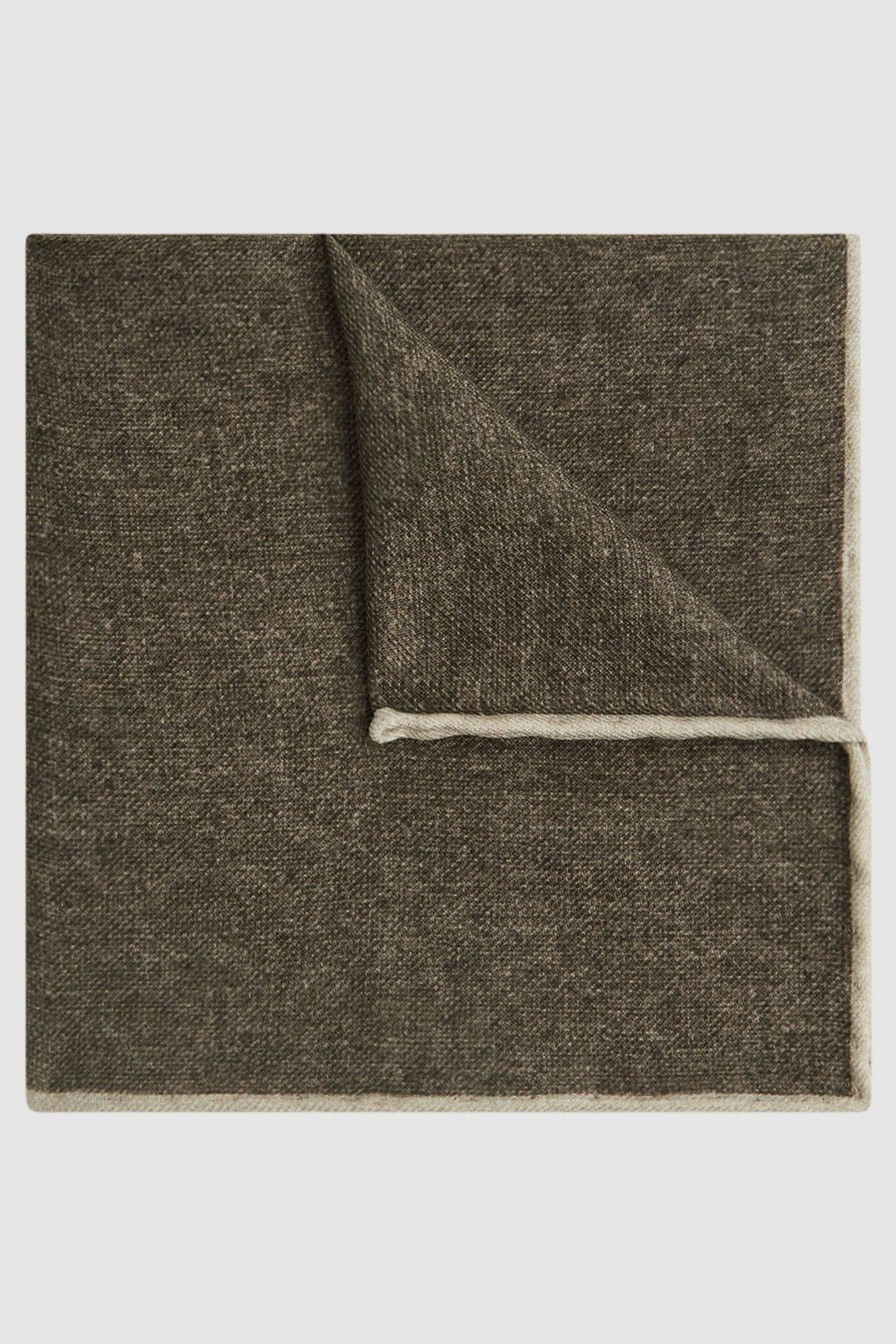 Reiss Mocha Halley Wool-Silk Blend Pocket Square - Image 1 of 5