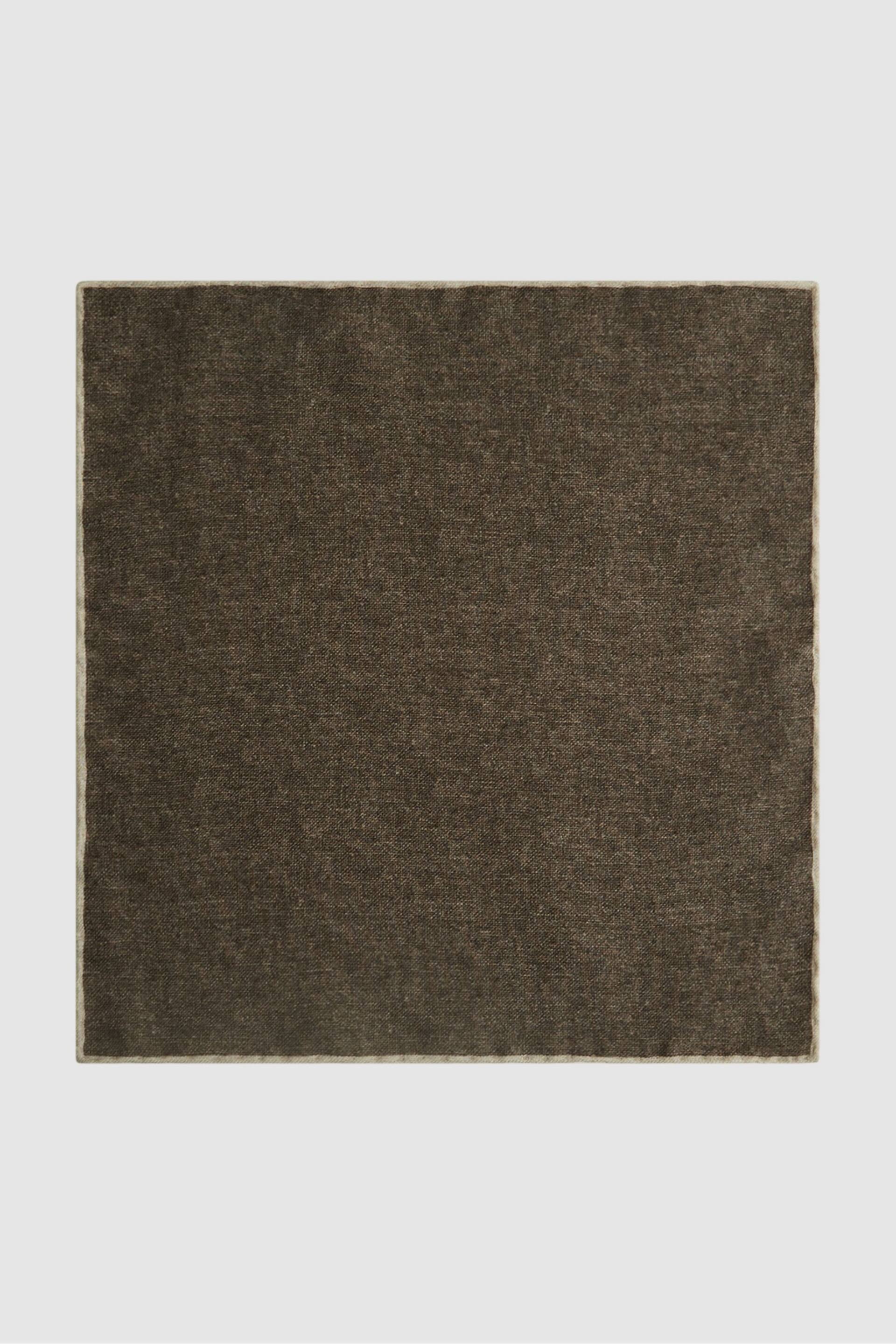 Reiss Mocha Halley Wool-Silk Blend Pocket Square - Image 4 of 5
