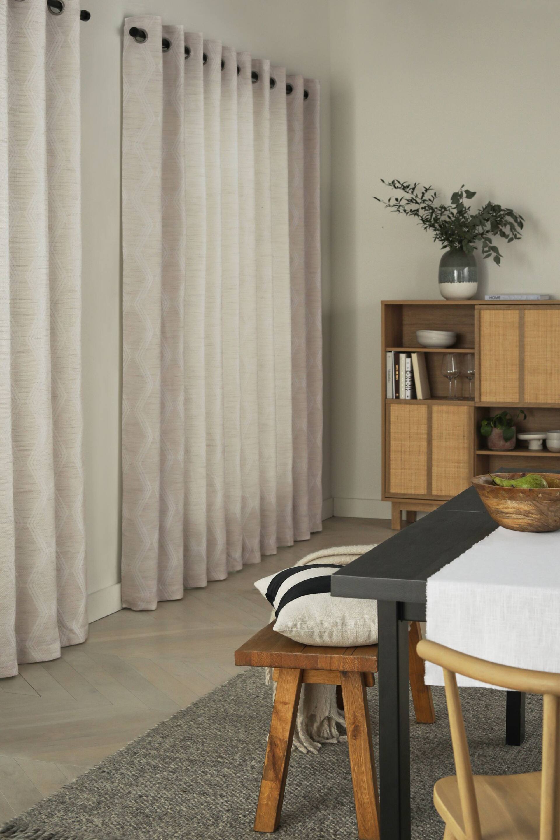 Natural Next Textured Jacquard Eyelet Lined Curtains - Image 3 of 6