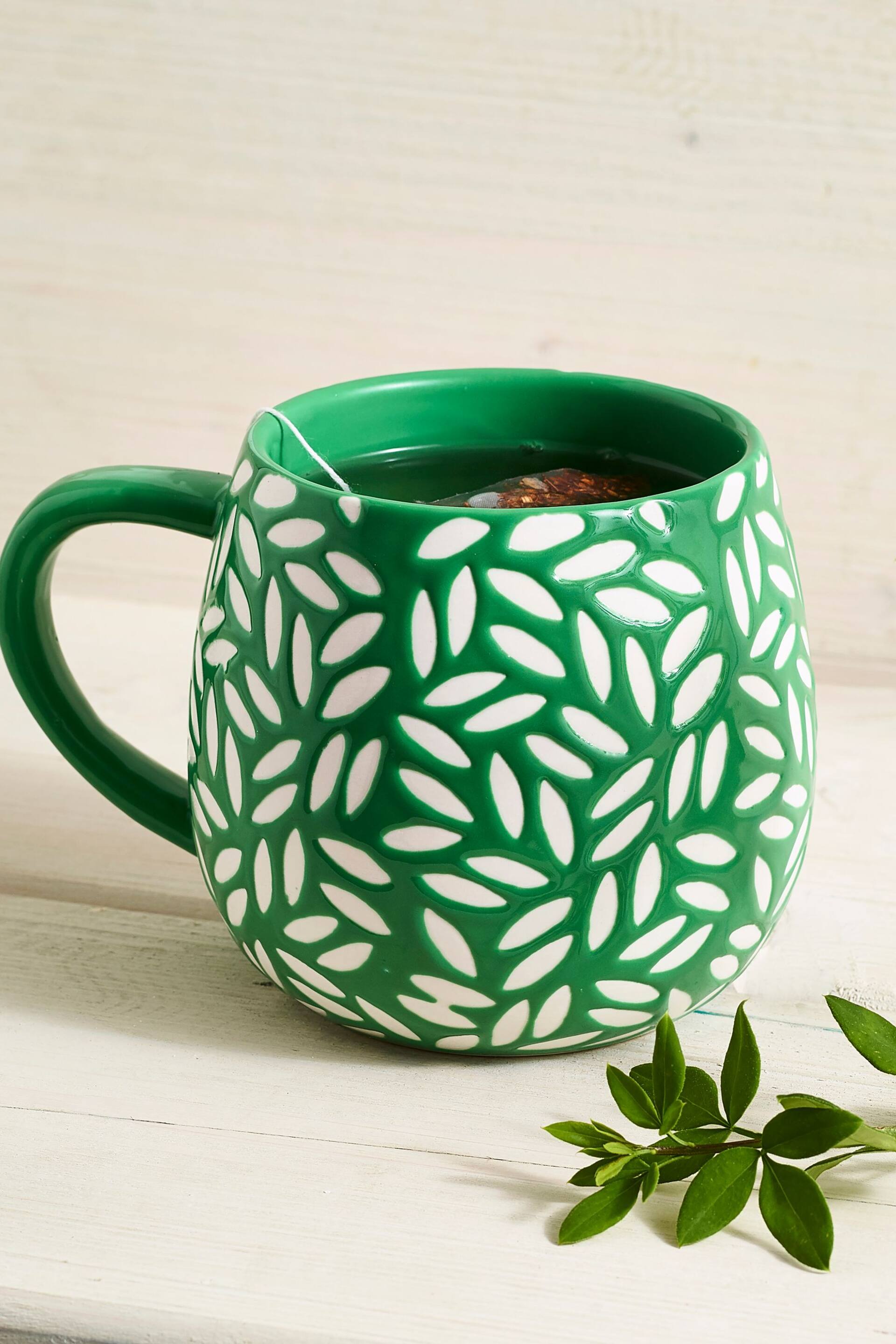 Green Leaf Pattern Mug - Image 1 of 4