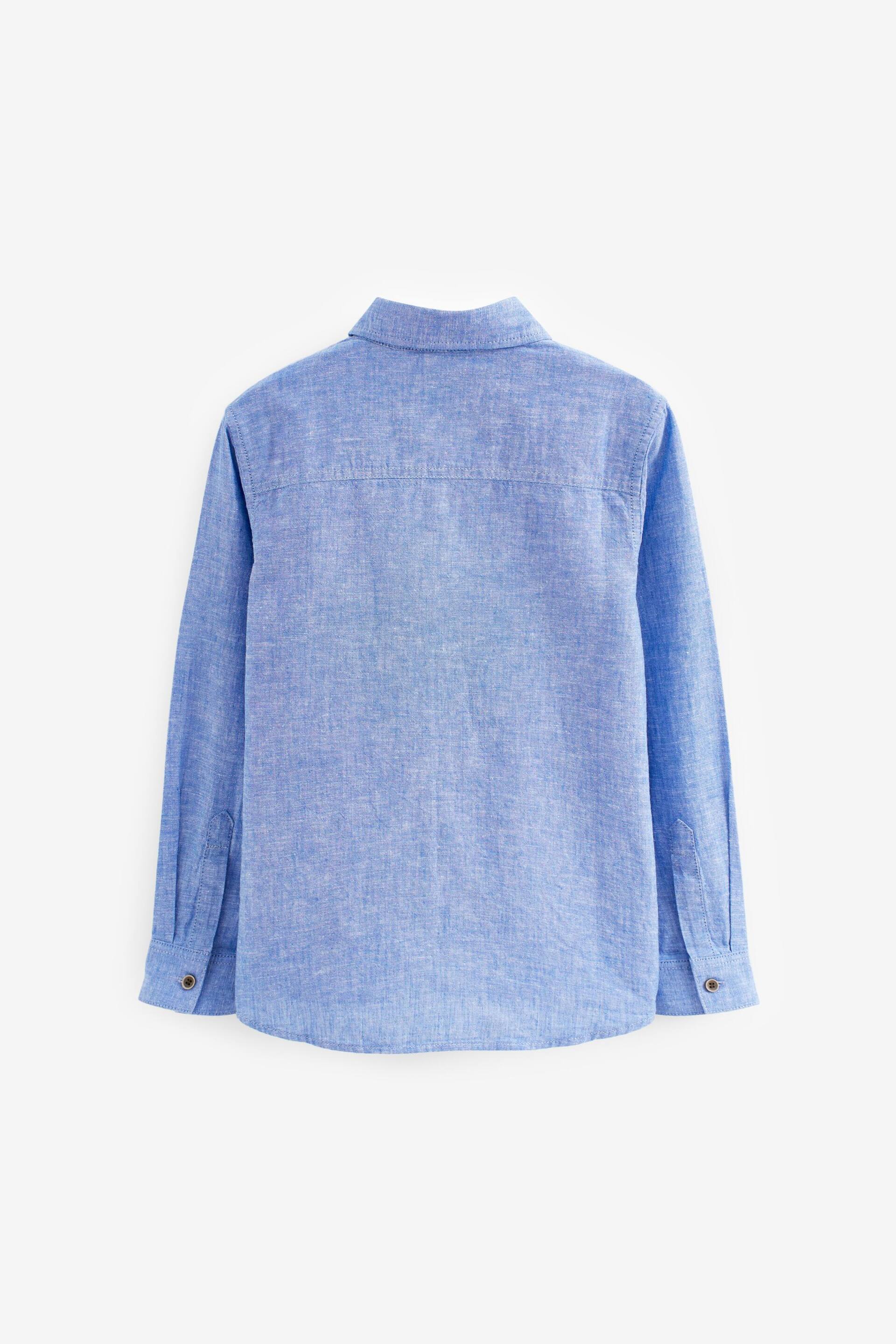 Blue Long Sleeve Linen Blend Shirt (3-16yrs) - Image 2 of 2