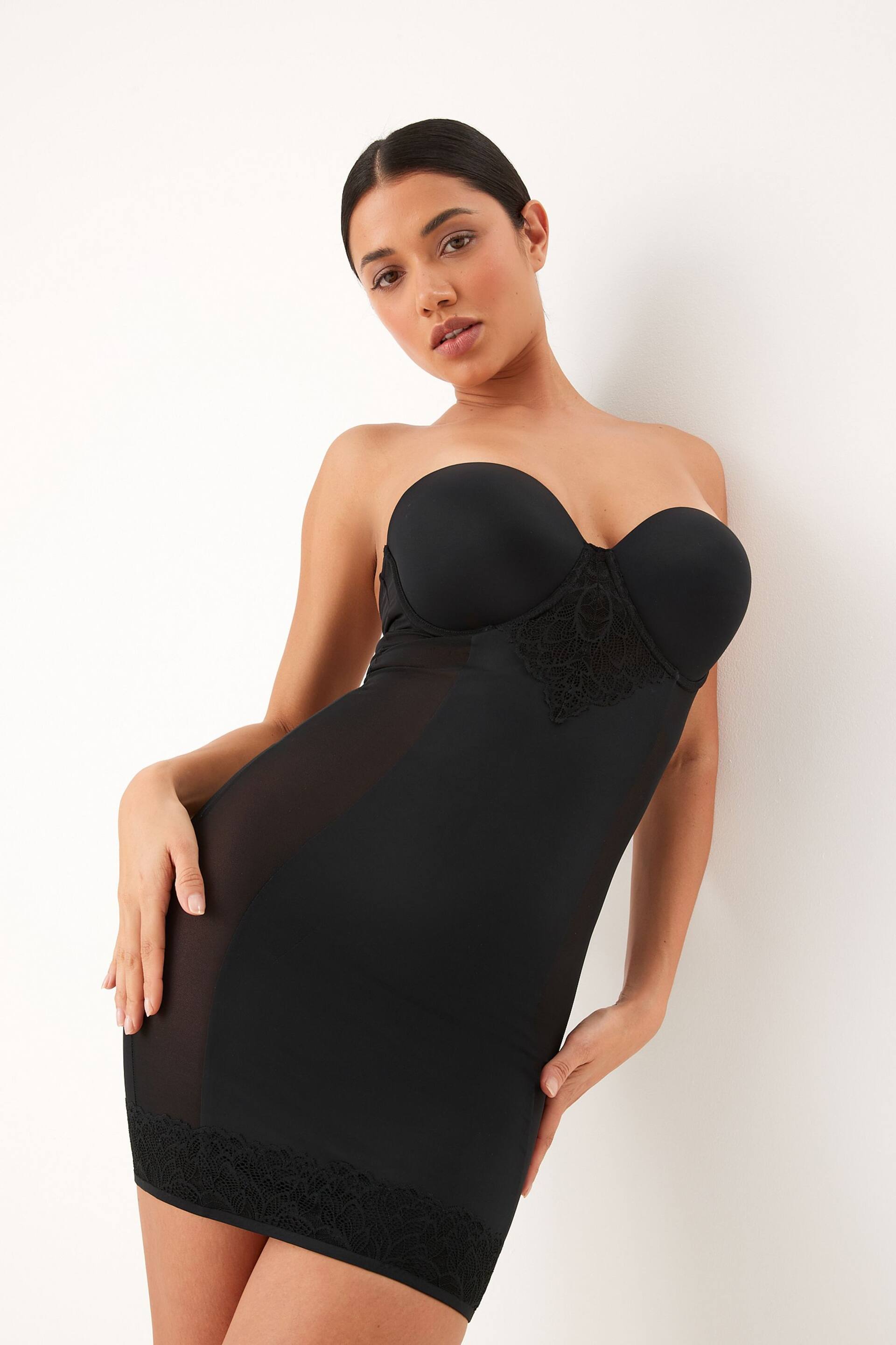 Black DD+ Firm Tummy Control Lightly Padded Lace Slip - Image 7 of 8