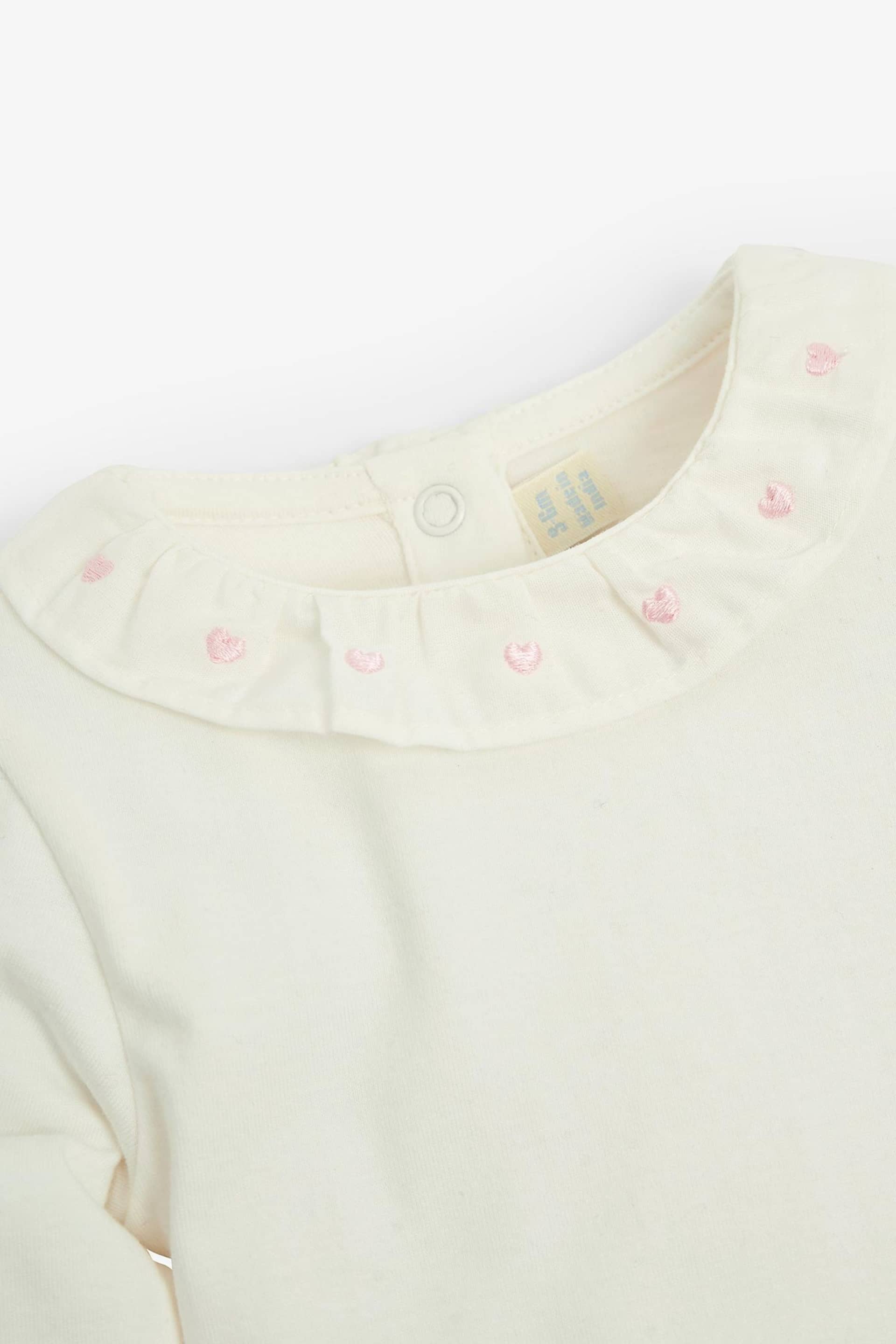JoJo Maman Bébé Cream Heart Embroidered Collar Bodysuit - Image 2 of 3