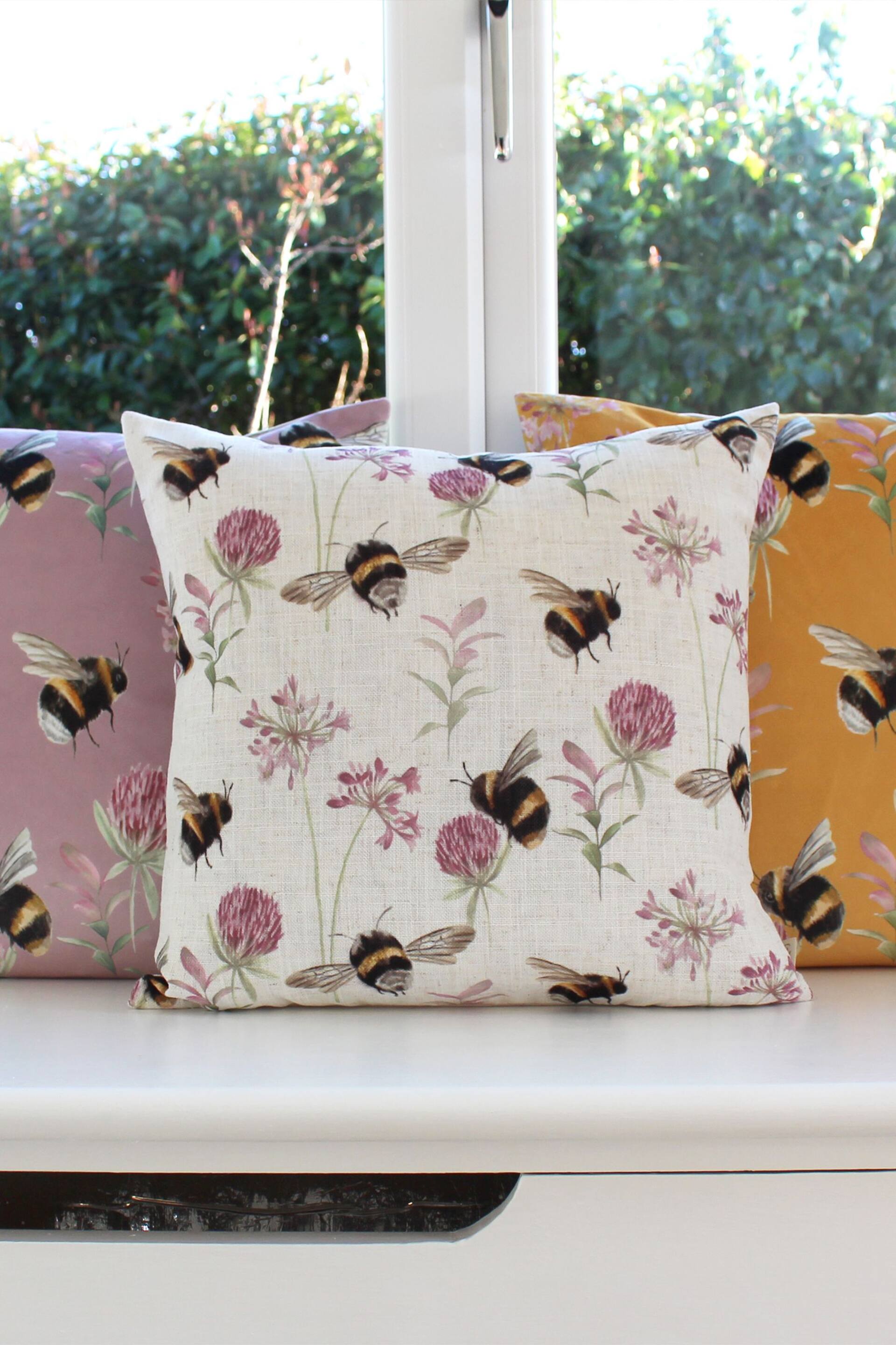 Evans Lichfield Natural Multicolour Country Bee Garden Printed Cushion - Image 1 of 5