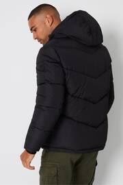 Threadbare Black Showerproof Four Pocket Hooded Puffer Jacket - Image 2 of 4