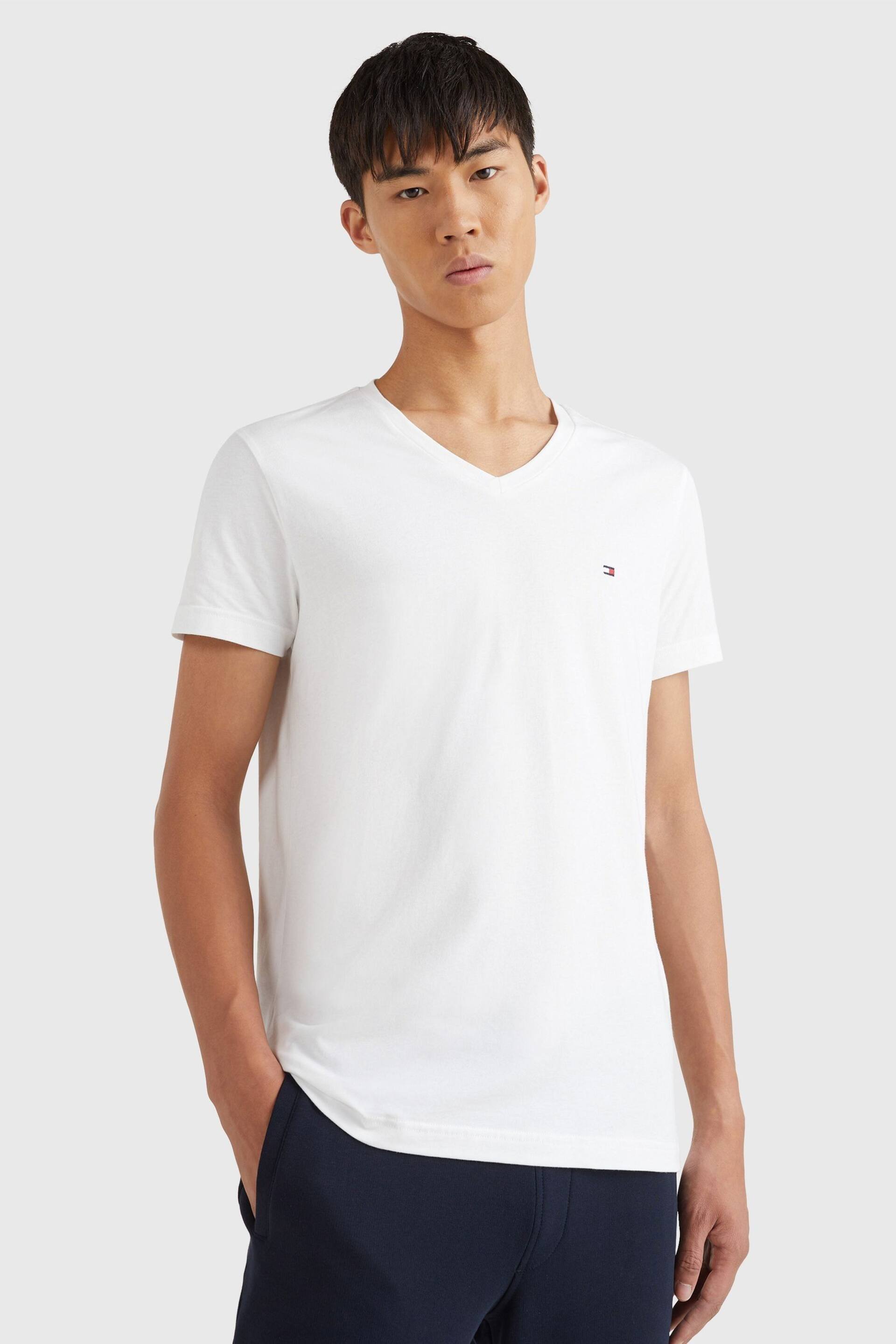 Tommy Hilfiger White Core Stretch Slim Fit V-Neck T-Shirt - Image 1 of 4