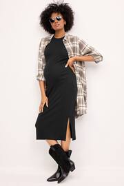 Black Maternity Ribbed Dress - Image 2 of 7