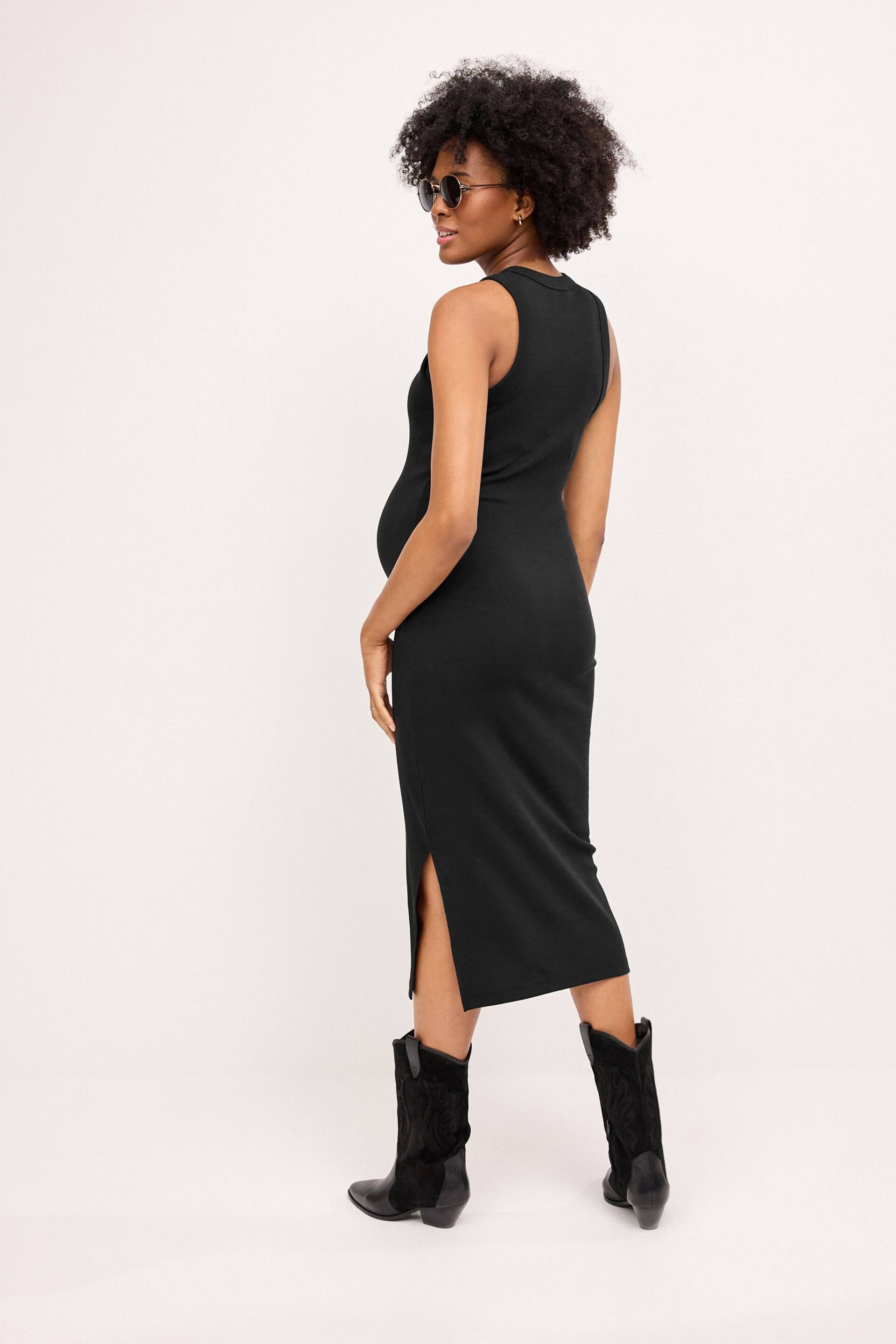 Black Maternity Ribbed Dress - Image 3 of 7