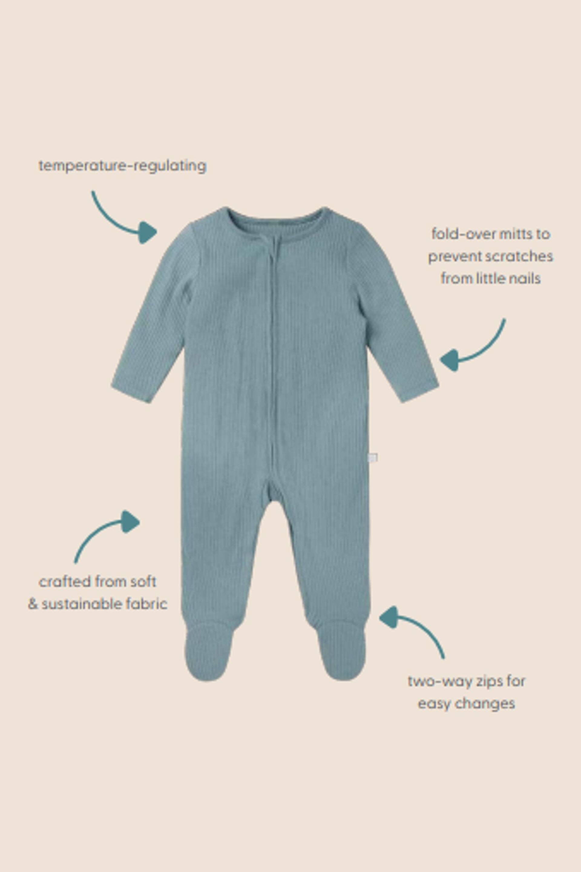 Mori Organic Cotton & Bamboo Clever Zip Up Sleepsuit - Image 5 of 5