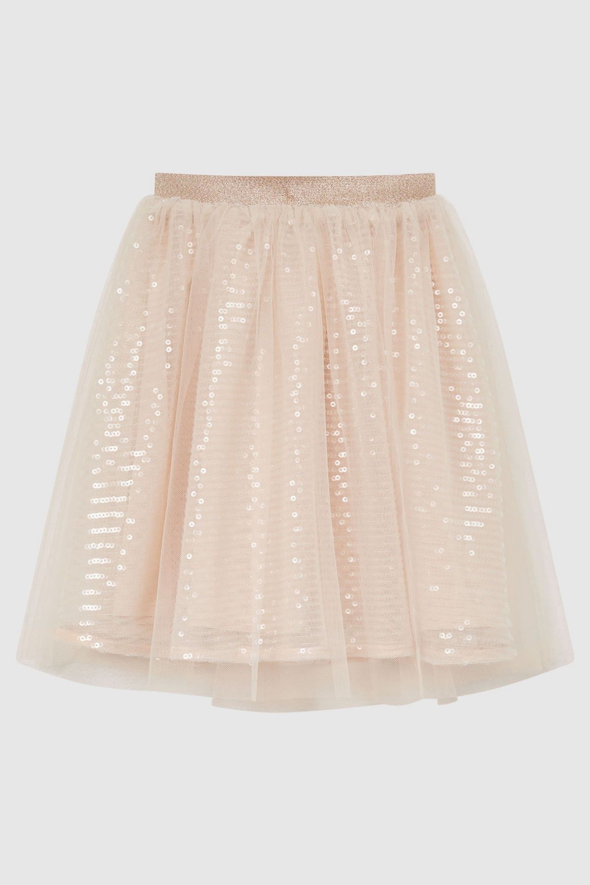 Reiss Pale Pink Charlotta Junior Sequin Midi Skirt - Image 2 of 6