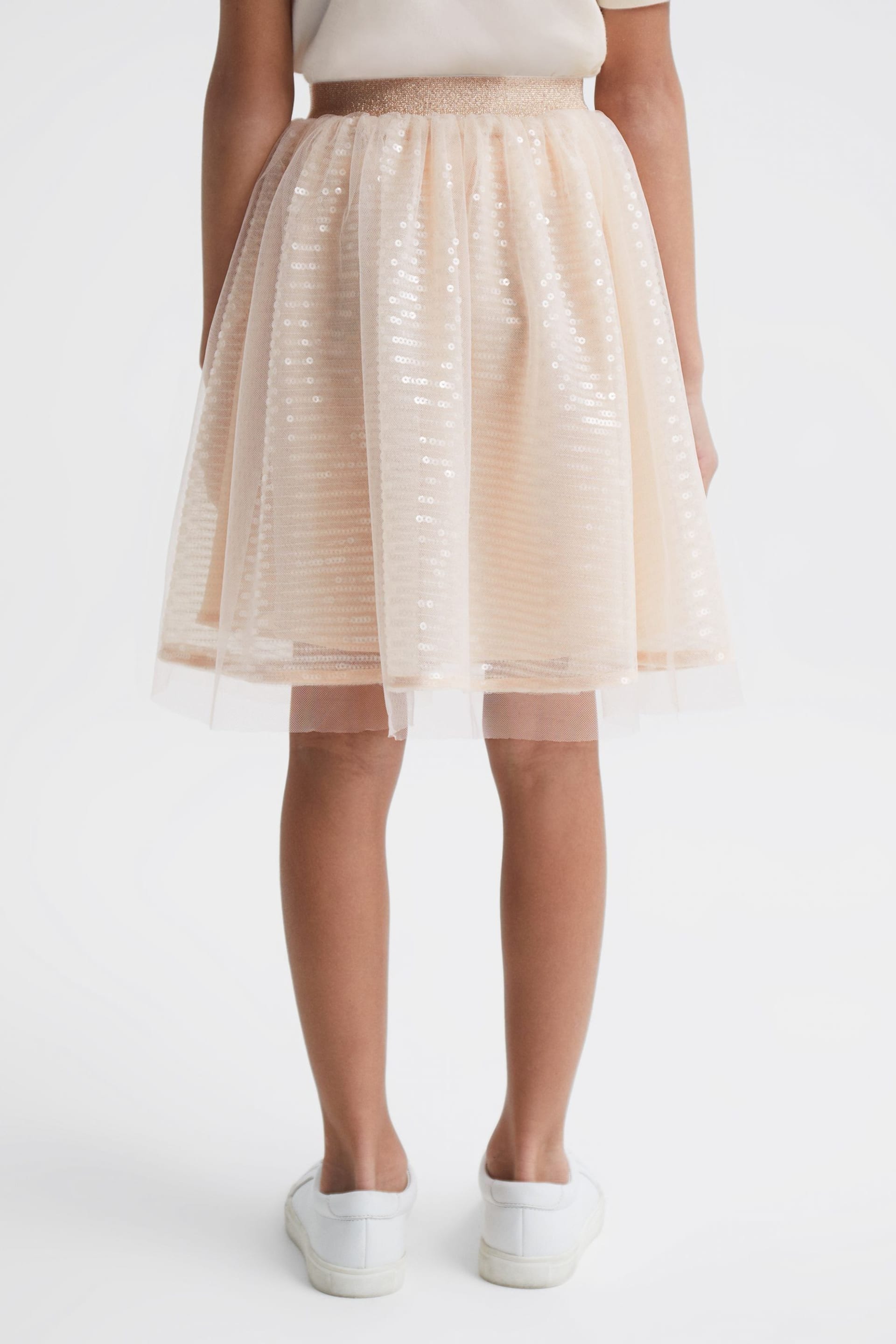 Reiss Pale Pink Charlotta Junior Sequin Midi Skirt - Image 5 of 6
