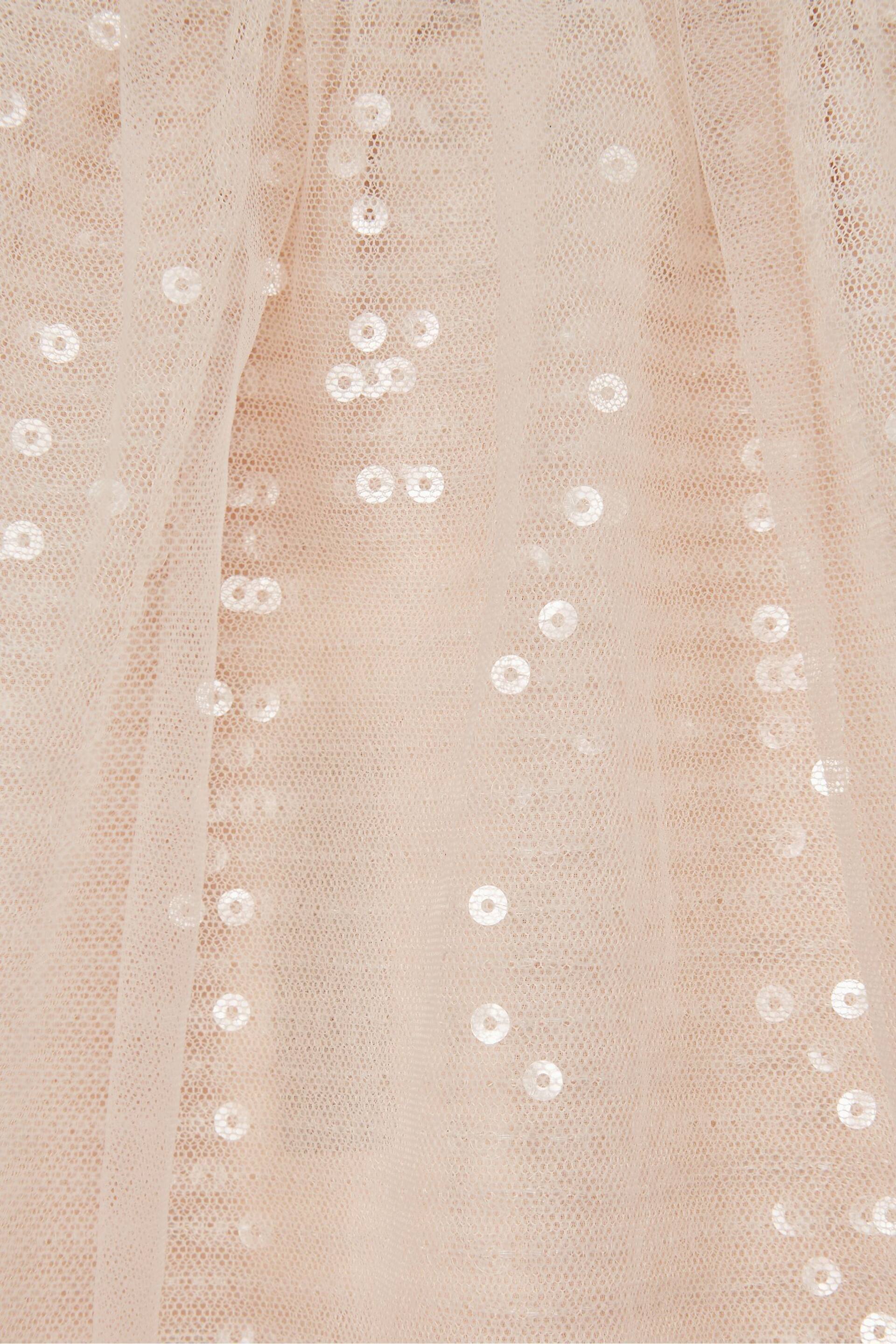 Reiss Pale Pink Charlotta Junior Sequin Midi Skirt - Image 6 of 6