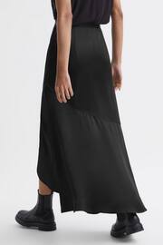 Reiss Black Inga Satin High Rise Midi Skirt - Image 5 of 6