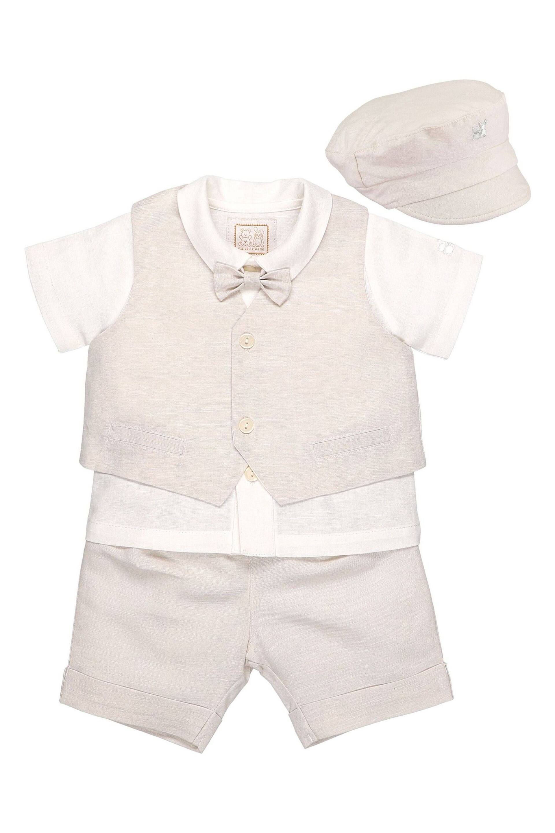 Emile et Rose Natural Three-Piece Linen Shorts And Hat Set - Image 2 of 3