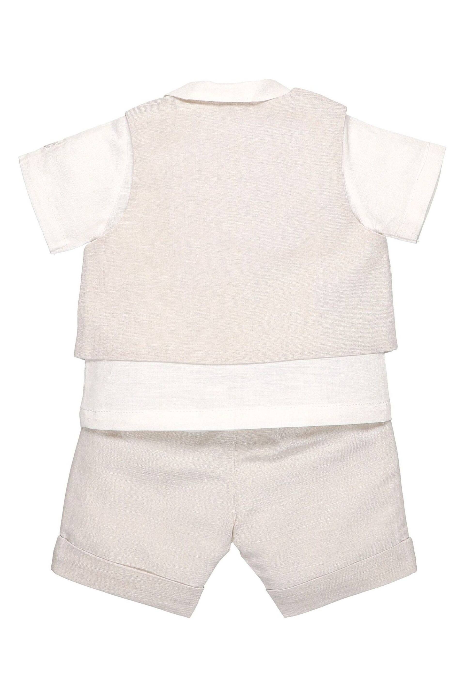 Emile et Rose Natural Three-Piece Linen Shorts And Hat Set - Image 3 of 3