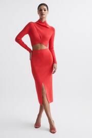 Reiss Coral Elsie High Neck Cropped Co Ord Top - Image 3 of 5