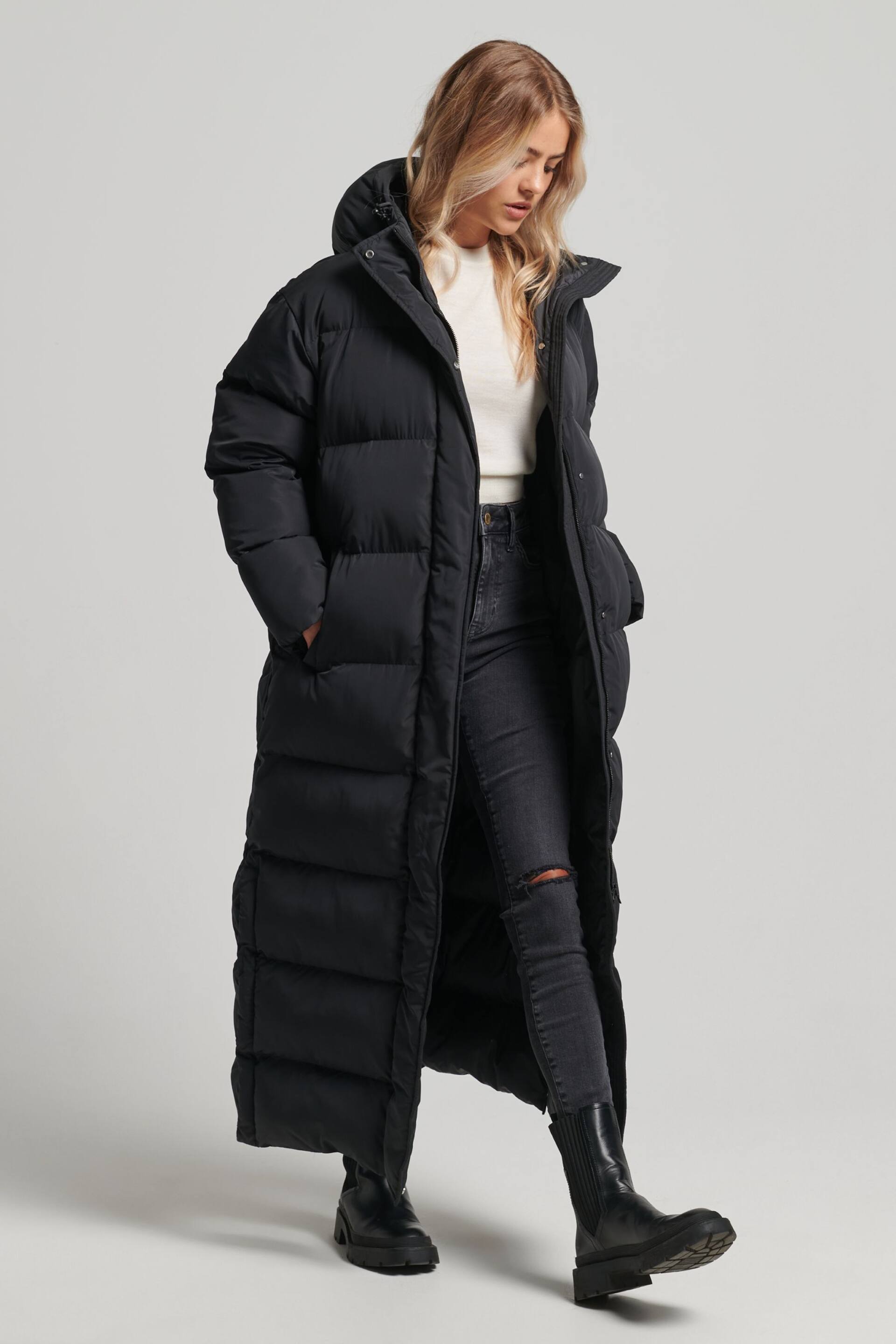 Superdry Black Studios Super Long Duvet Puffer Coat - Image 3 of 3