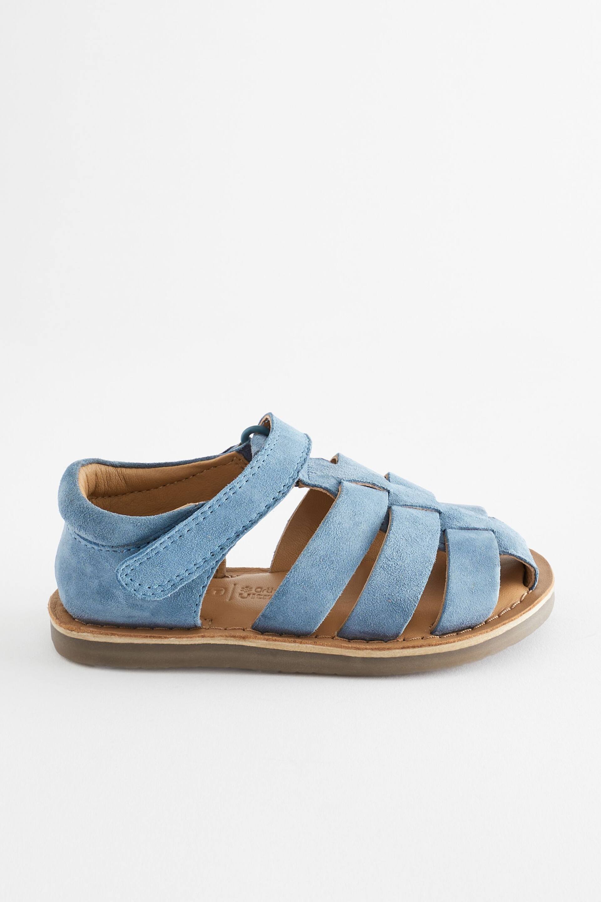 Blue Leather Closed Toe Touch Fastening Sandals - Image 2 of 7