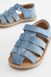 Blue Leather Closed Toe Touch Fastening Sandals - Image 3 of 7