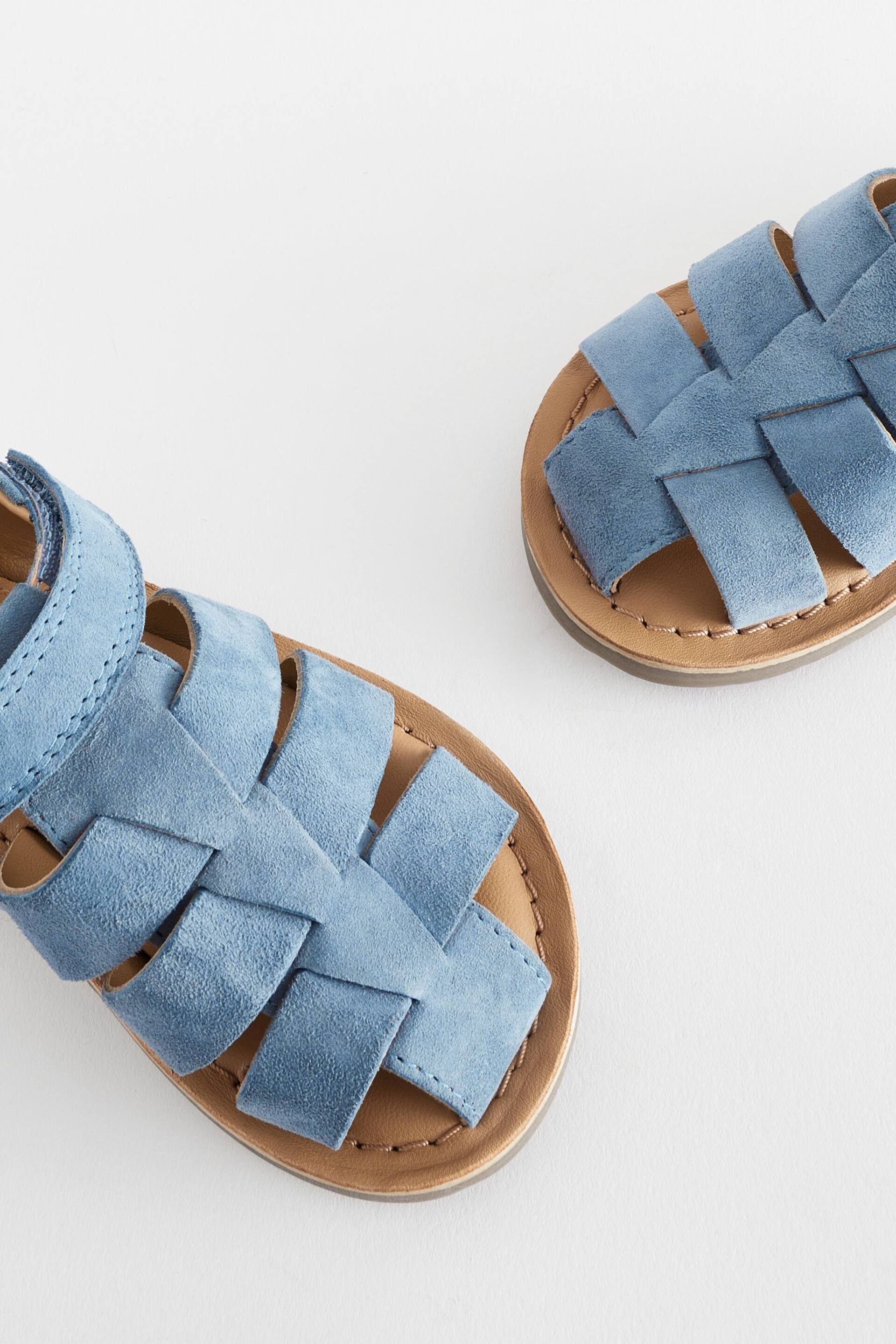 Blue Leather Closed Toe Touch Fastening Sandals - Image 6 of 7
