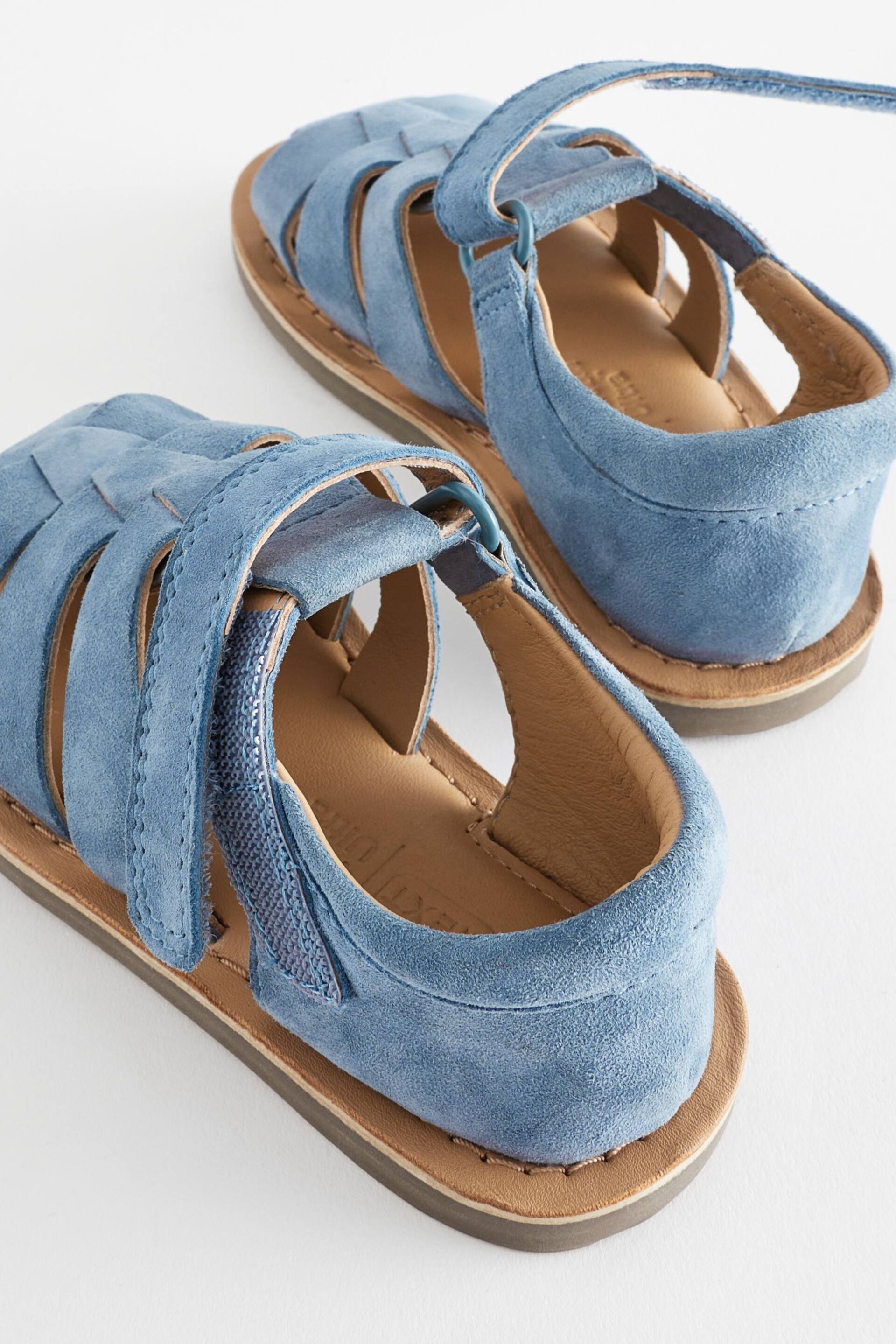 Blue Leather Closed Toe Touch Fastening Sandals - Image 7 of 7
