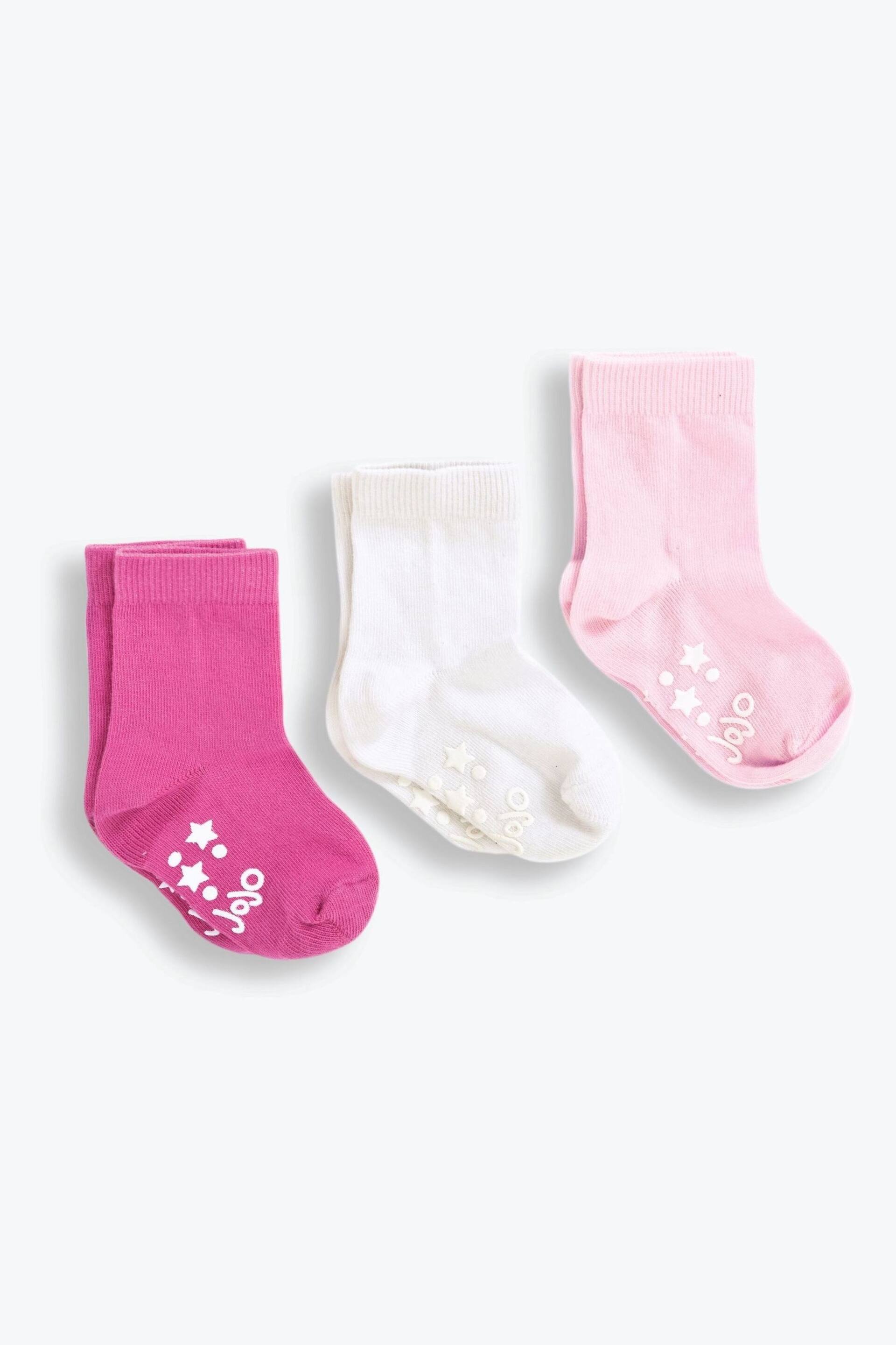 JoJo Maman Bébé Pink 3-Pack Short Cotton Socks - Image 1 of 1