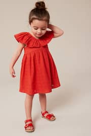 Red Cotton Broderie Dress (3mths-8yrs) - Image 2 of 6