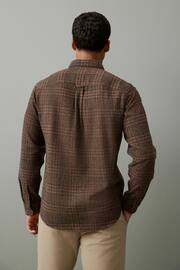 Brown Textured Check Long Sleeve Shirt - Image 3 of 9