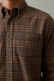 Brown Textured Check Long Sleeve Shirt - Image 4 of 9