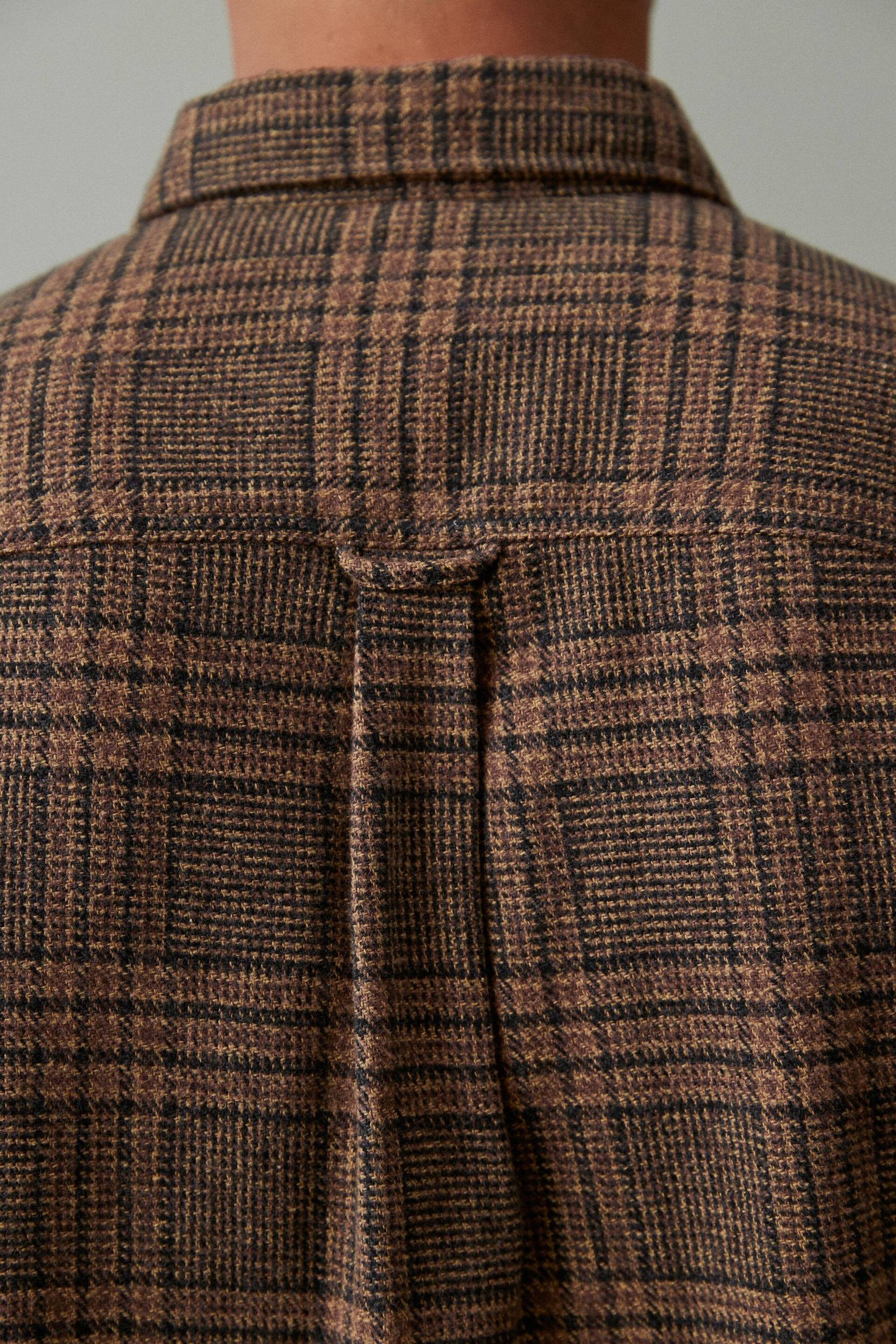 Brown Textured Check Long Sleeve Shirt - Image 5 of 9