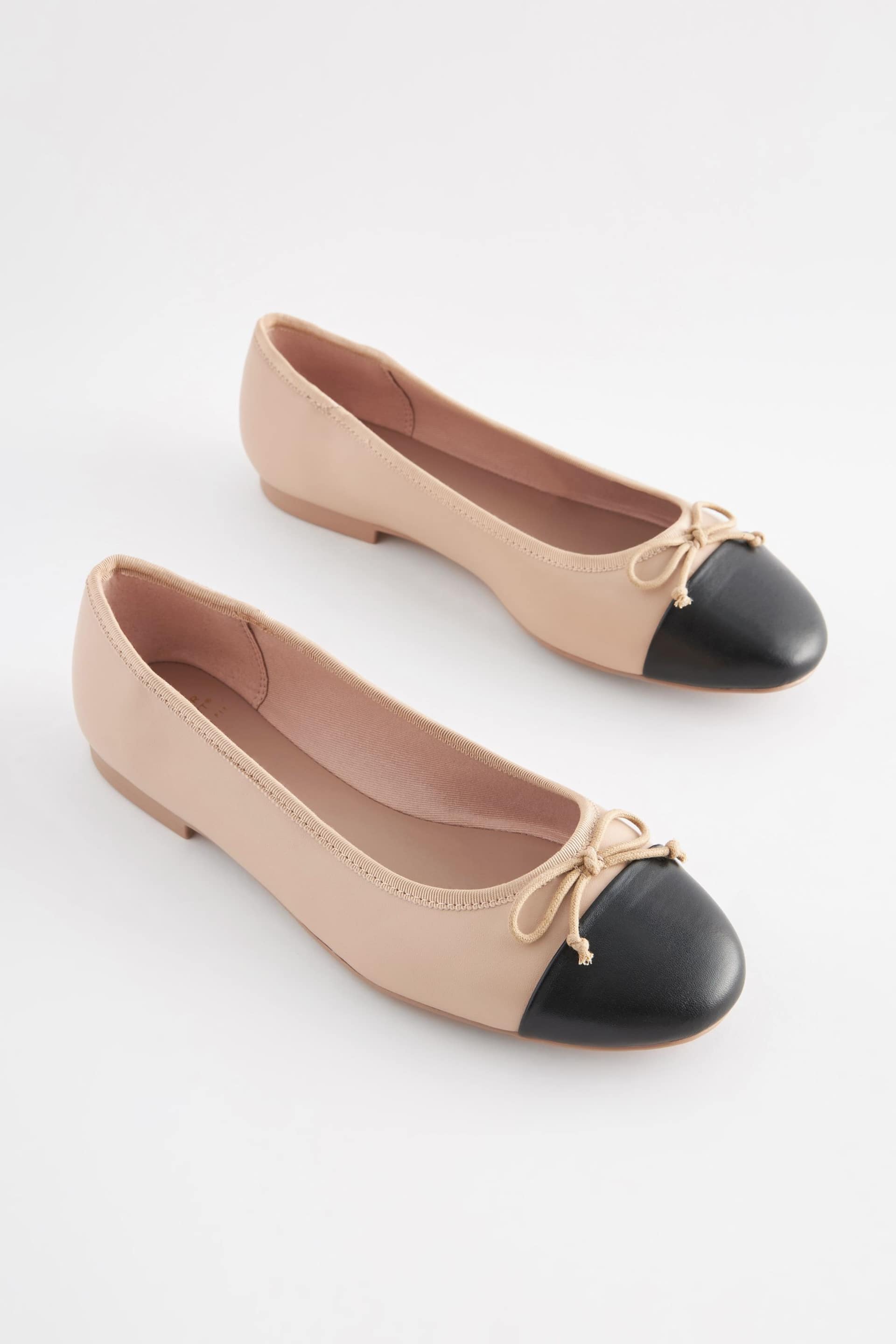 Nude Cream/Black Toe Cap Extra Wide Fit Forever Comfort® Ballerinas Shoes - Image 3 of 7