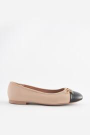 Nude Cream/Black Toe Cap Extra Wide Fit Forever Comfort® Ballerinas Shoes - Image 4 of 7