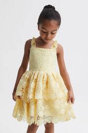 Reiss Lemon Bethany Senior Bow Strap Lace Dress - Image 3 of 6
