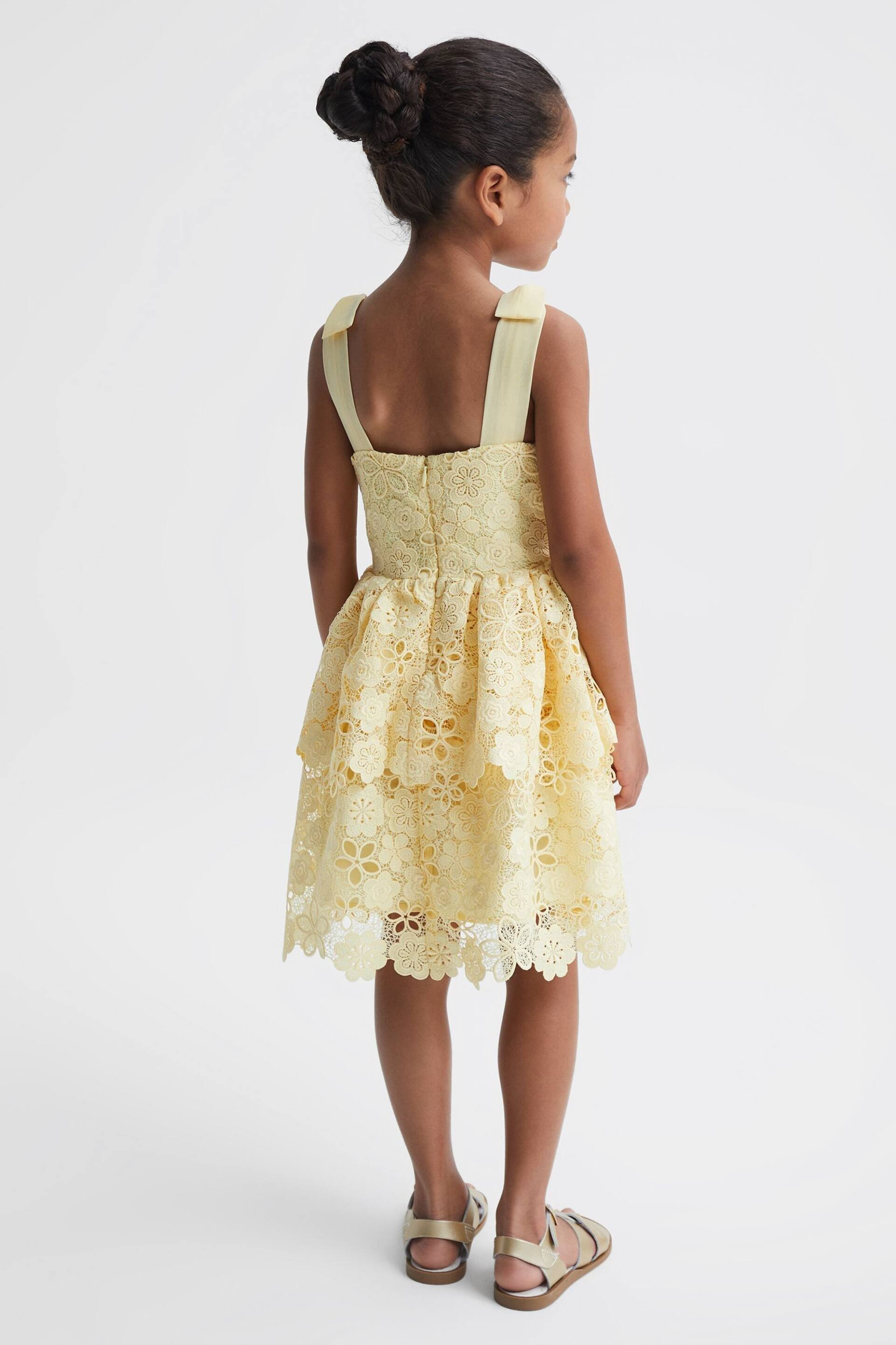 Reiss Lemon Bethany Senior Bow Strap Lace Dress - Image 5 of 6