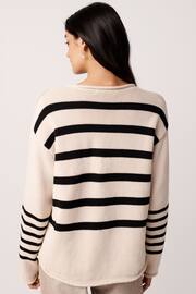 Neutral Brown 100% Cotton Stripe Jumper - Image 3 of 6