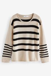 Neutral Brown 100% Cotton Stripe Jumper - Image 5 of 6