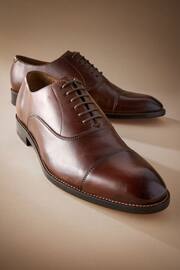 Tan Brown Signature Leather Sole Oxford Toe Cap Shoes - Image 2 of 5