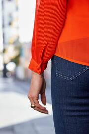 Sosandar Orange Pleat Sleeve Tunic Top - Image 5 of 5