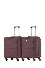 Flight Knight Burgundy + Burgundy EasyJet 56x45x25cm Overhead 4 Wheel ABS Hard Case Cabin Carry On Suitcase Set Of 2 - Image 1 of 8