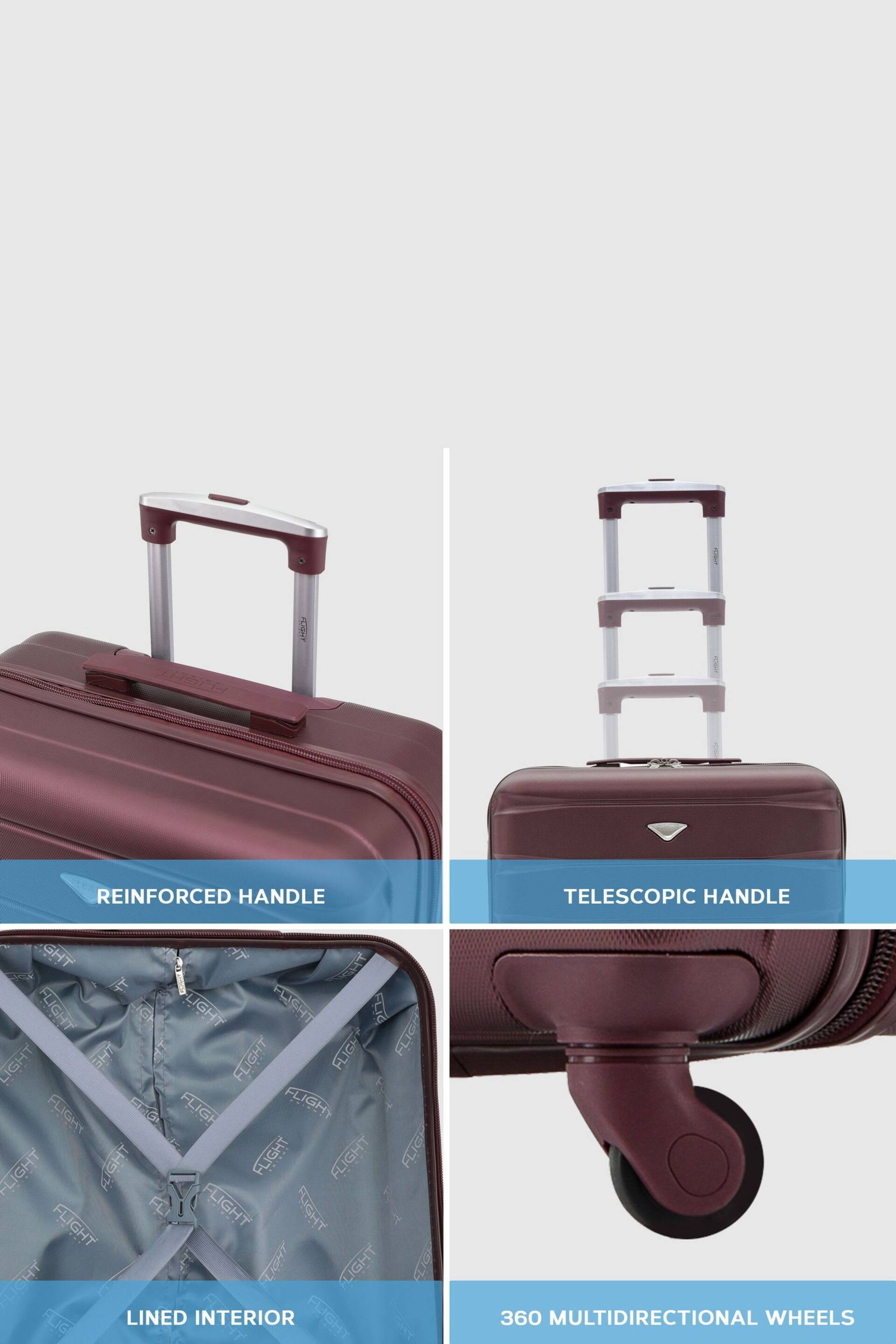 Flight Knight Burgundy + Burgundy EasyJet 56x45x25cm Overhead 4 Wheel ABS Hard Case Cabin Carry On Suitcase Set Of 2 - Image 3 of 8