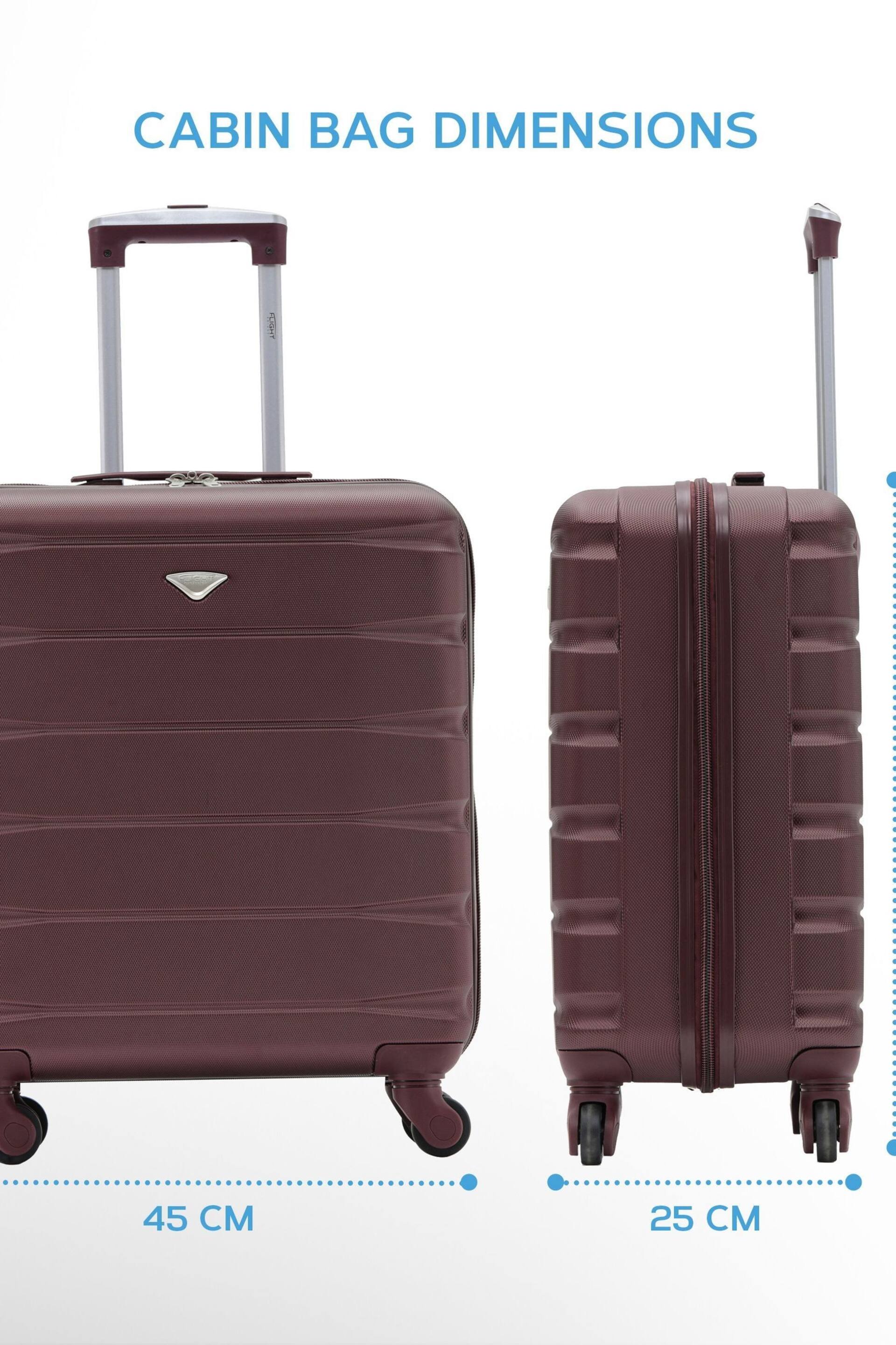 Flight Knight Burgundy + Burgundy EasyJet 56x45x25cm Overhead 4 Wheel ABS Hard Case Cabin Carry On Suitcase Set Of 2 - Image 6 of 8