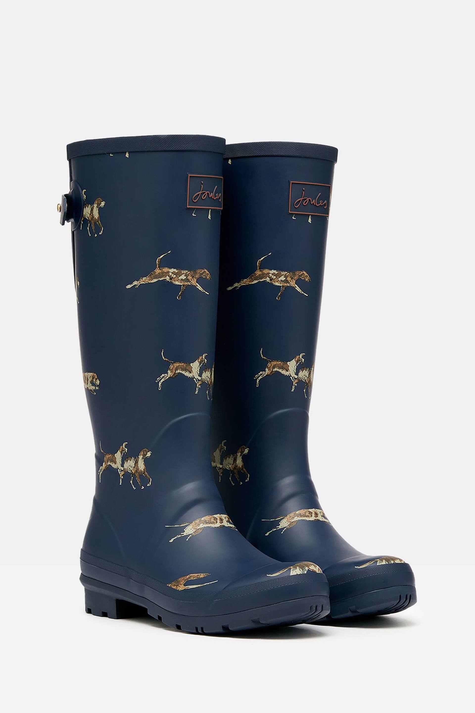 Joules Navy Blue Dog Print Adjustable Tall Wellies - Image 1 of 6