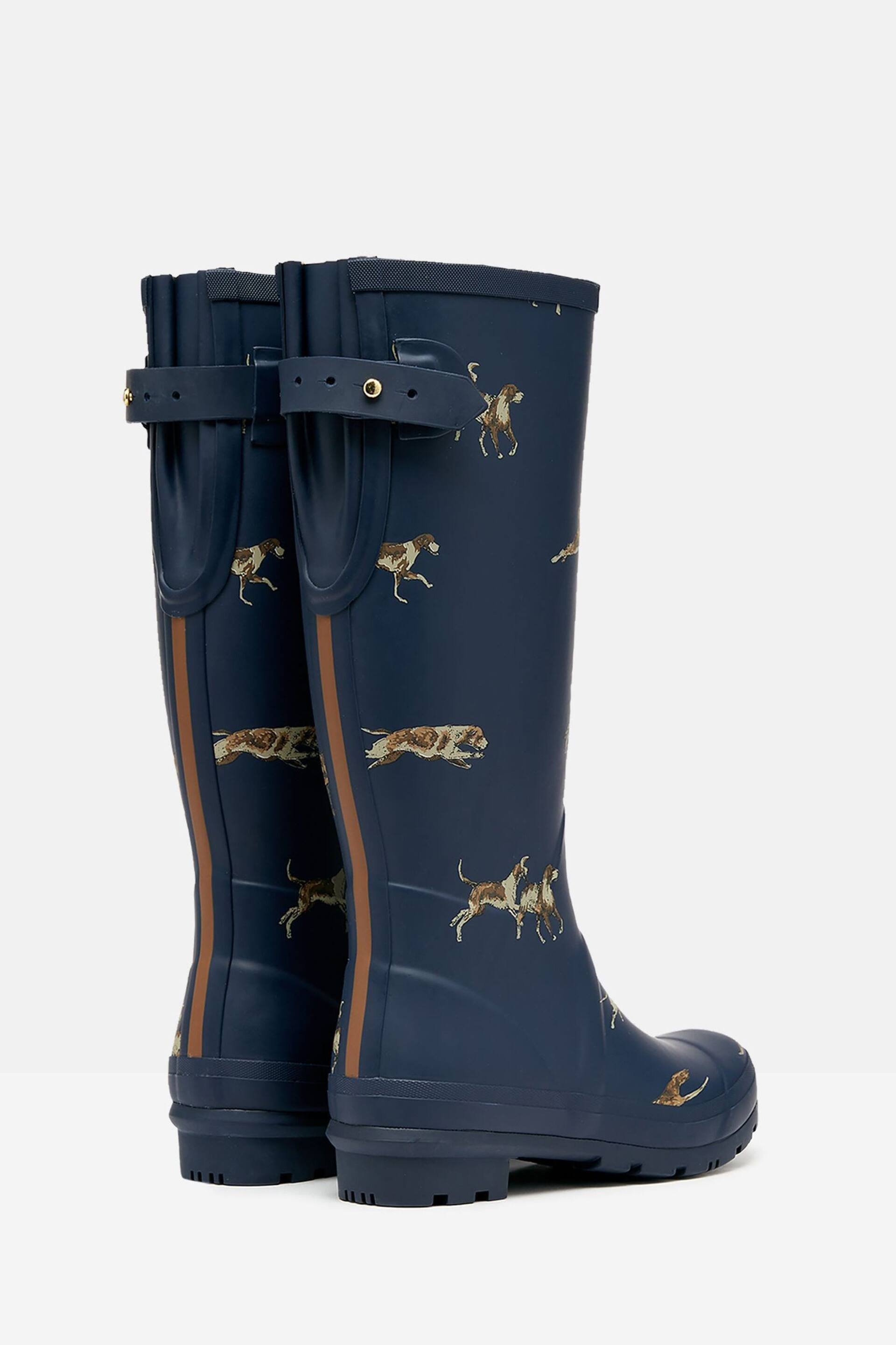 Joules Navy Blue Dog Print Adjustable Tall Wellies - Image 2 of 6