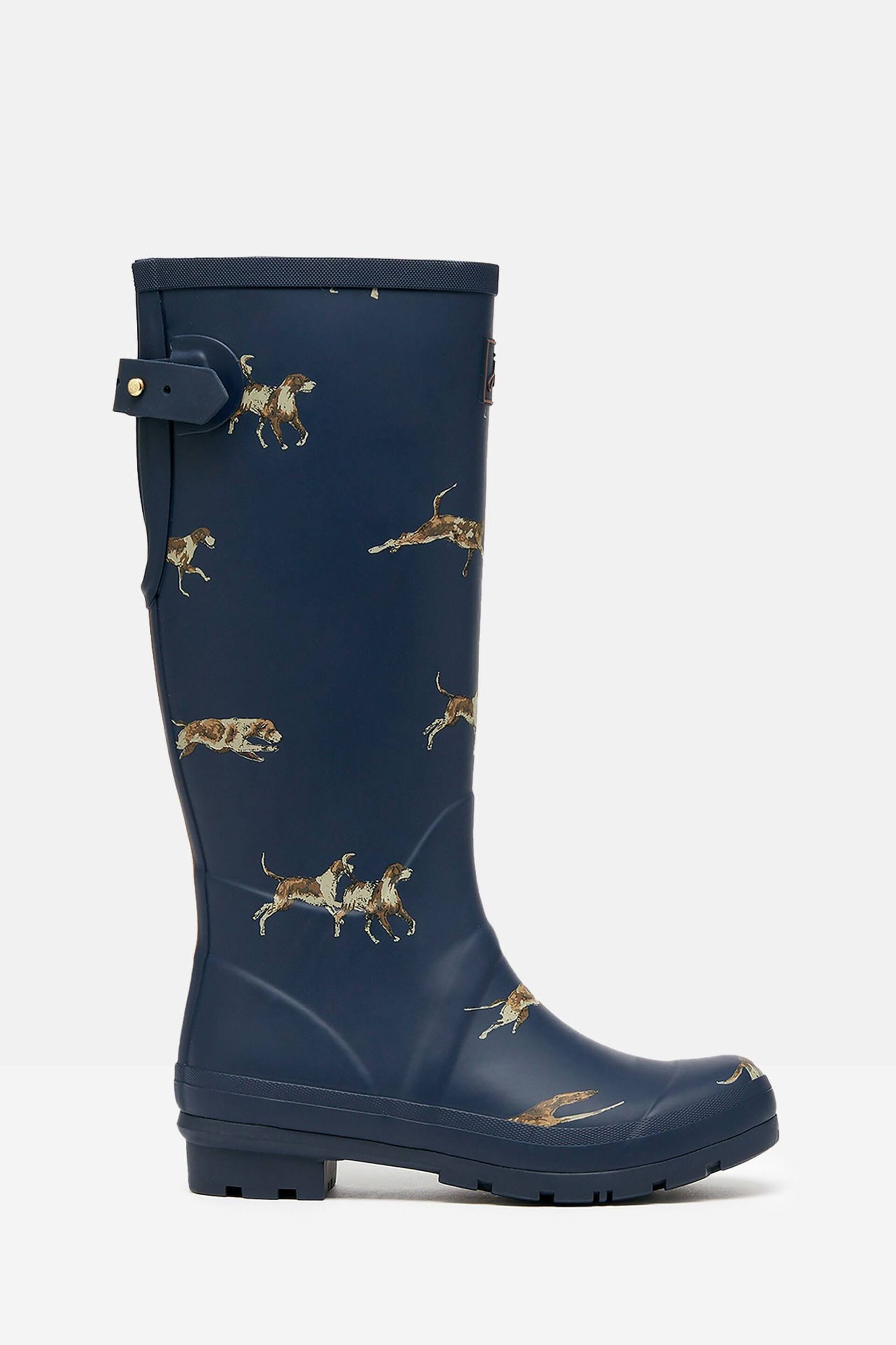 Joules Navy Blue Dog Print Adjustable Tall Wellies - Image 3 of 6