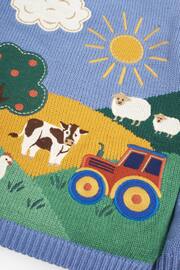 JoJo Maman Bébé Blue Tractor Appliqué Scene Jumper - Image 5 of 5