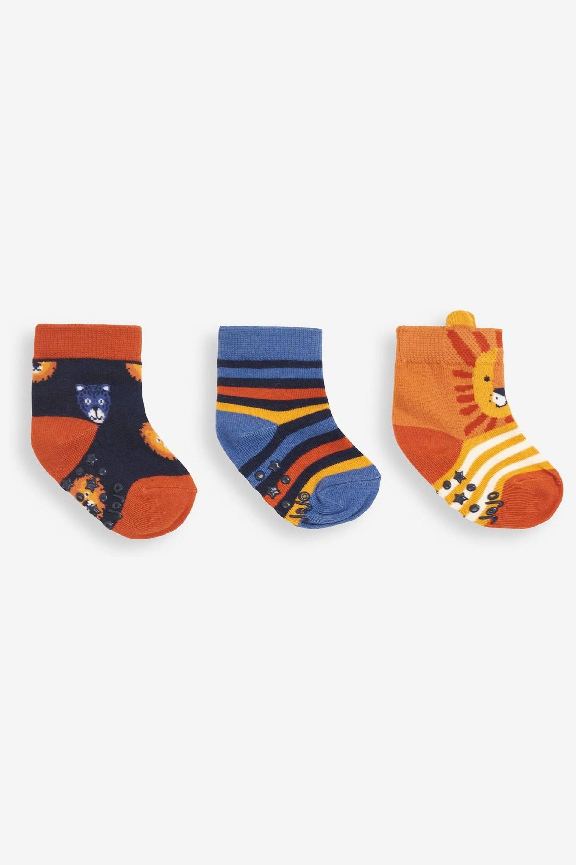 JoJo Maman Bébé Orange 3-Pack Safari Socks - Image 1 of 2