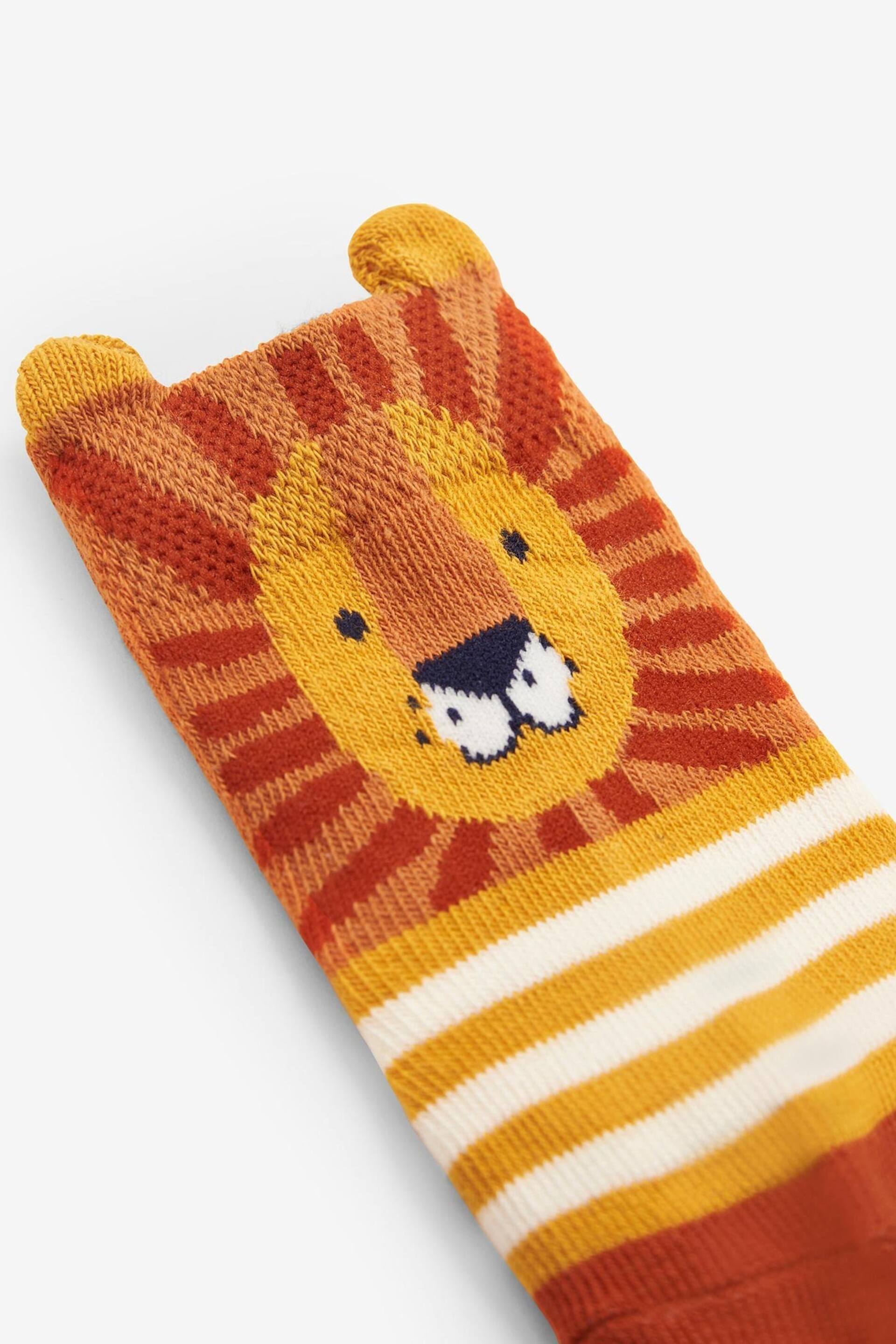 JoJo Maman Bébé Orange 3-Pack Safari Socks - Image 2 of 2