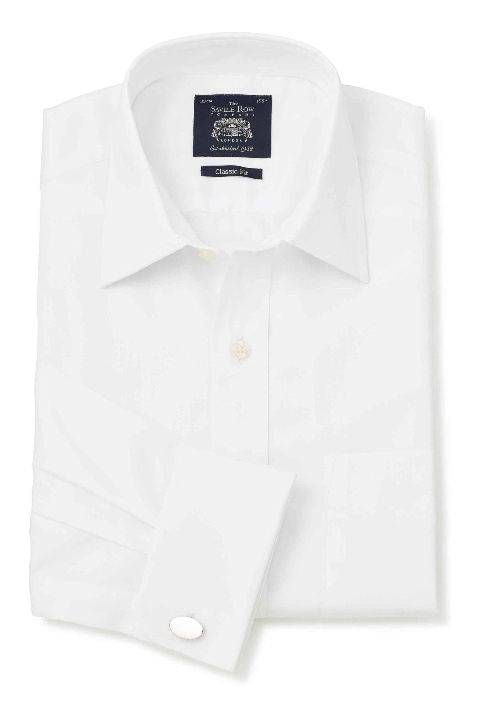 Savile Row Co White Twill Classic Fit Single Cuff Shirt - Image 2 of 6